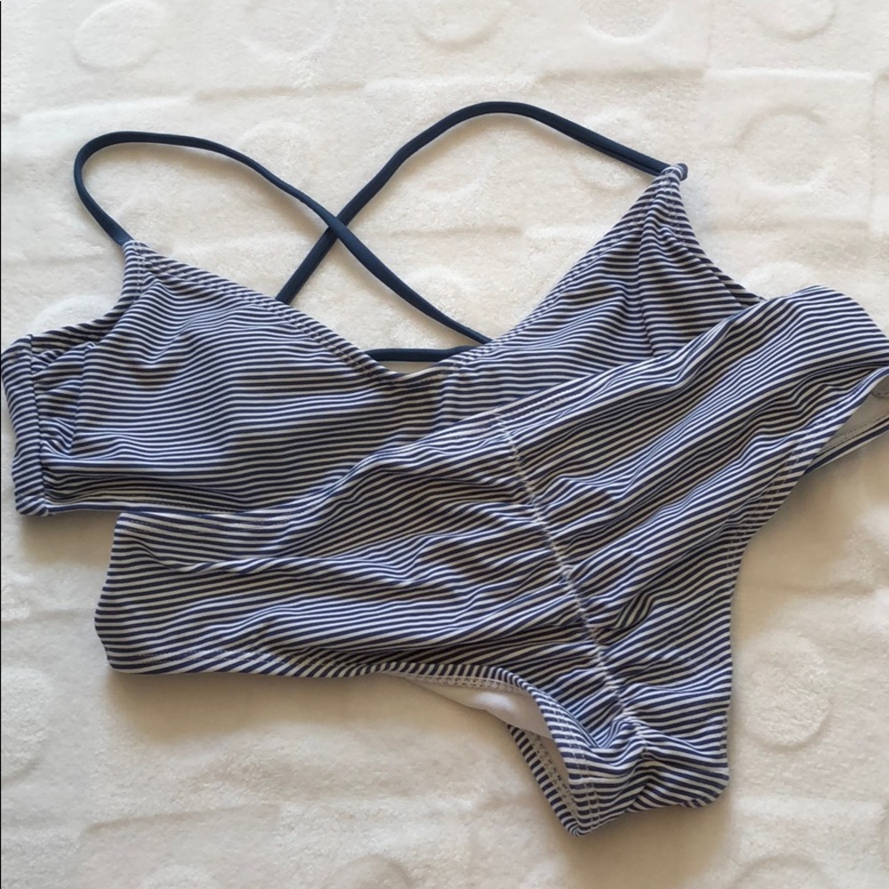 Xhilaration Bikini Set Navy Blue Striped